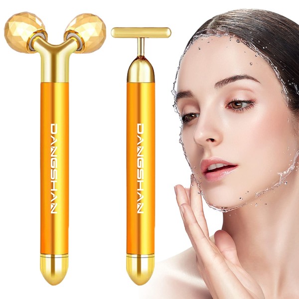 DANGSHAN 2-in-1 Electric Face Massager 24k Golden Facial Massager, 3D