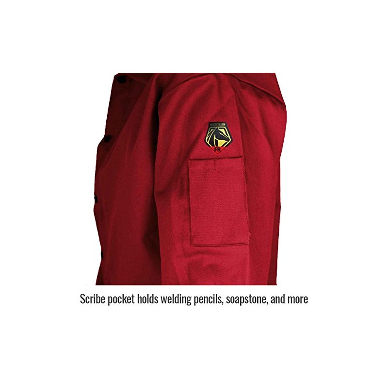 Black Stallion FR9-30C TruGuard 200 FR Cotton Welding Jacket, Red,