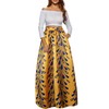 Afibi Women African Printed Casual Maxi Skirt Flared Skirt Multisize
