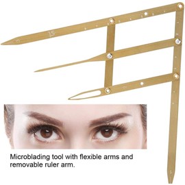 Regla de cejas con proporción dorada, regla de medición de cejas de acero inoxidable Calibrador de cejas, regla extraíble flexible, tatuaje de cejas semipermanente que diseña herramientas(Oro)