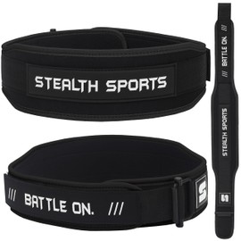 Stealth Sports 4-inch Weight Lifting Belt Self Locking Gym Belt Back Support Weightlifting Belt for Men Women Workout Belt Deadlift Squats Olympic Bodybuilding Strength Training Belt (Black, L)