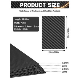 2PCS 100% 3K Carbon Fiber Sheet Lanstics Carbon Fiber Plate Carbon Fiber Laminate Plate Plain Weave Panel Sheet 2.5MM Thickness Glossy Surface 200X300X0.5MM 2MM 2.5MM 3.0MM