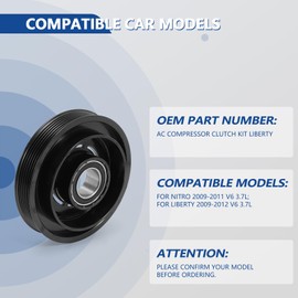 GNXFixt Air Conditioner AC Compressor Clutch Kit Compatible with Liberty 2009-2012 Nitro 2009-2011, 3.7L