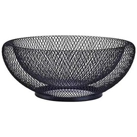 HYOATREA Mesh Fruit Bowl Decorative Fruit Basket Metal Candy Dish Holder Stand for Kitchen Counter Dining Room Table Office, 10 Inch (Black)