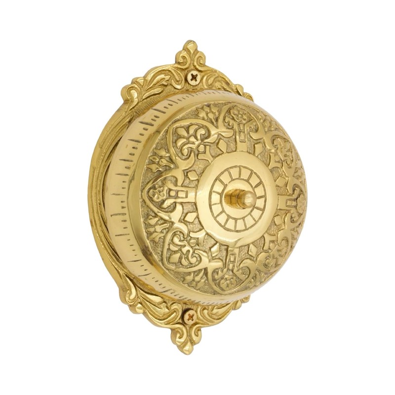 Antique Replica Non Electric Solid Brass Hand Crank Twist Doorbell