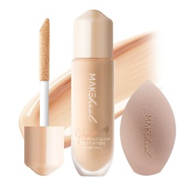 MAKEHEAL 1.P.L AMPOULE GLOW FOUNDATION dewy glowy finish, liquid foundation with wand, all day coverage, blendable, 28g 0.99 fl Oz [21-N CLARITY]