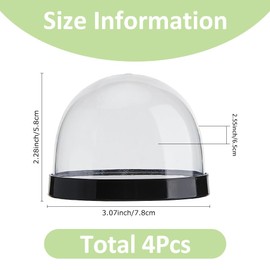 SUPERFINDINGS 4 PCS Glass Dome Cloche Display Case 2.28x3.07Inch Glass Cloche Bell Jar Display Dome with Black Base Round Glass Dome Cover for Flower Collectables Decorations Crafts Statue
