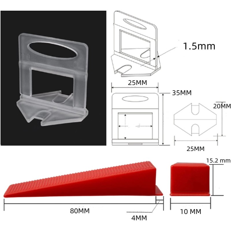 Tile Leveling System 1/16'' Tile Tools, 800pcs Tile Leveler Spacers
