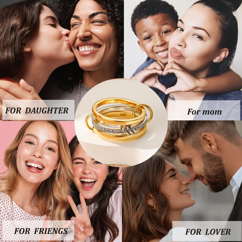 Rajputana Sterling Silver Ring Interlocked Stackable Rings for Women Mixed