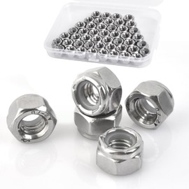 3/8"-16 Inch Lock Nuts -12Pack Nylon Insert Hex Locknuts,304 Stainless Steel,Plain Finish