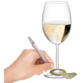 Beistle 57325 Diamond Ring Wine Glass Markers 48 Piece, 2.25" x 3.5", Gold/Silver