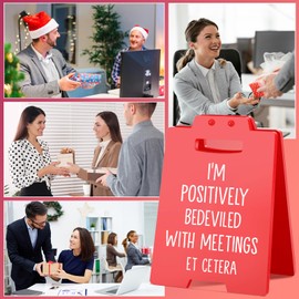 Sarcastic Gifts for Coworkers, Teammates,Friends | "Positively Bedeviled with Meetings Et Cetera" | Cute Office Decor for Work Desk Accessories, Cubicle Decorations
