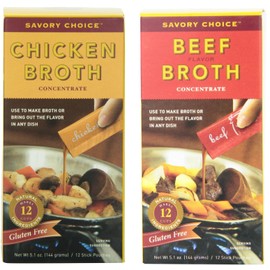 Savory Choice Liquid Chicken and Beef Broth Concentrates, Set of 2 Boxes