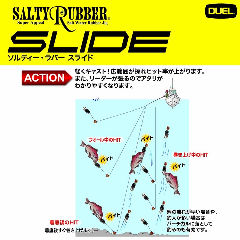 DUEL(デュエル) ルアー タイラバ ソルティー・ラバー スライド 60g OGR F1083-OGR-オレンジレッド 遊動式
