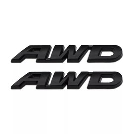 2pcs Metal Small AWD Emblem All Wheel Drive Logo Side Tailgate Wing 4wd Badge (Matte Black)