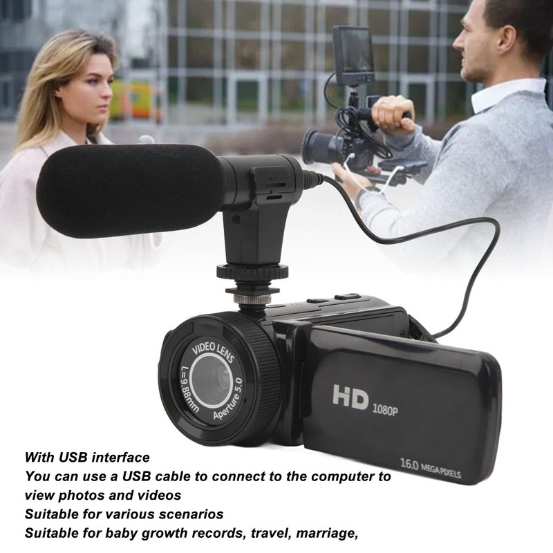 Digital Video Camera HD 1080P 16MP Portable Vlogging Camera Recorder