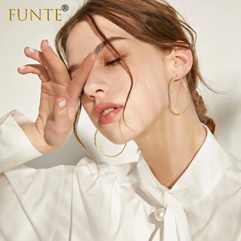 Gold Hoops Earrings For Women 3 Pairs 18k gold hoops earrings 40+60+70mm Large gold hoop earrings set Hypoallergenic gold hoops Big Gold Hoop Earrings With s925 Sterling Silver Post For Women Girls