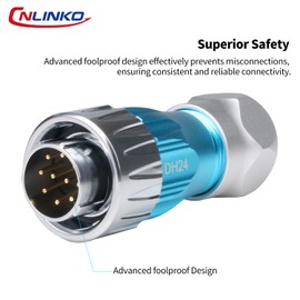 CNLINKO DH-24 10 PIN Industrial Waterproof Connectors, IP68 Circular Connector, Hard Metal Anti-Interference Shell, Quick Plug Aviation Connector, M24 Panel Mount Flange Socket (10-Pin)