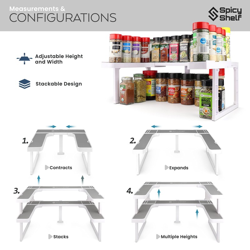 Spicy Shelf Deluxe - Expandable 2 Tiered Spice Rack Organizer