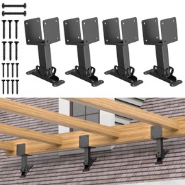 FMhotu 4x4 Heavy Duty Roof Riser Brackets Kit,Adjustable Angle Pergola Brackets,Black Metal Roof Riser Beam Bracket for Roof Pergola Gazebo Patio(4 Pack)