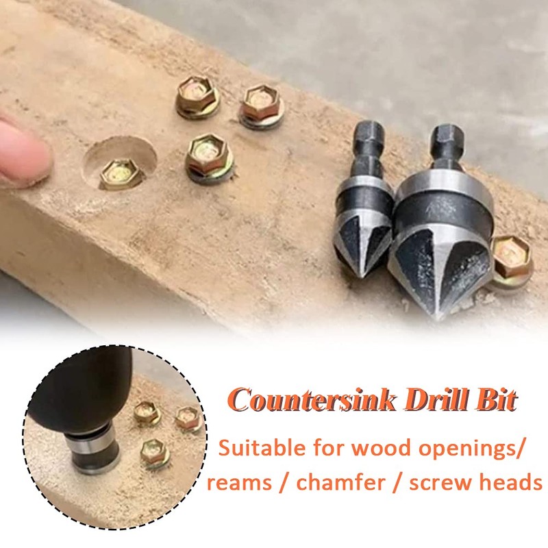 Bestgle 5 Flutes Countersink Chamfer Drill Bits, 90 Degree Chamfering