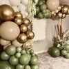 Green Brown Gold Balloons, 50PCS Green and Brown Balloons, Sage