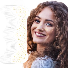 10 Pcs Gold Glitter Freckle Face Tattoos, Waterproof & Skin-Friendly Makeup Patches for Festivals, Parties, Cosplay & Daily Wear, Easy to Apply Sparkle Temporary Tattoos for Women