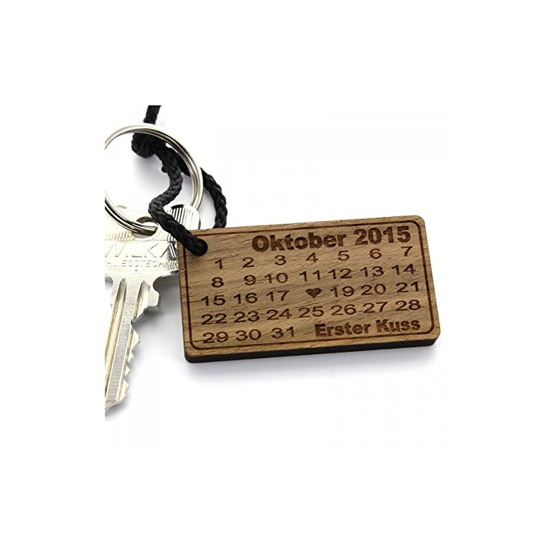 Lieblingsmensch Wooden Key Tag - Heart Calendar
