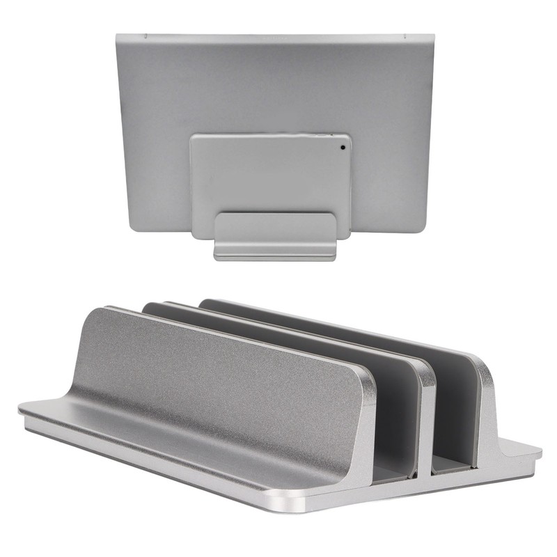 Laptop Holder Vertical 2 Slots Aluminum Alloy Adjustable Laptop Stand