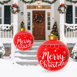 Christmas decor 2PCS 24 Inch PVC Inflatable Decorations Ball for Christmas Decorations Hangable outdoor indoor