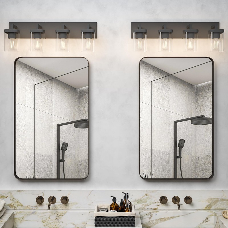 Danshinro Bathroom Vanity Light, Square Design 4 Lights Morden Bathroom