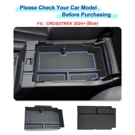 Coleya 2024 2025 2026 Crosstrek Center Console Organizer for Subaru Crosstrek (Base/Premium/Sport/Limited/Wilderness), 2025 Crosstrek Console Tray 2026 Crosstrek&Impreza Accessories (with Blue Mats)