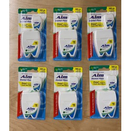 Aim 6 PCS AIM Dental Floss Mint Waxed Nylon 100+12 yds