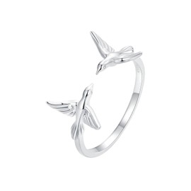 Rockyu Women's Ring, Silver, 925, One Size, Asuka Motif, Opening Design, Adjustable, Ring, Bird Accessory, Gift, Birthday, Christmas Gift, Sterling Silver, No Gemstone