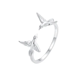 Rockyu Women's Ring, Silver, 925, One Size, Asuka Motif, Opening Design, Adjustable, Ring, Bird Accessory, Gift, Birthday, Christmas Gift, Sterling Silver, No Gemstone