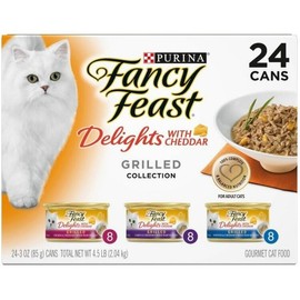 Purina Fancy Feast Delights Grilled Gourmet Wet Cat Food 72oz /24ct Variety Pack