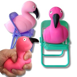 Squishy Flamingo w/Chair Fidget Toys Collection - Premium Squishy Toys for Squishing & Stretching - Collect Them All with Various Themes - Ideal Fidget Toy for Stress Relief & Focus - Durable and Fun