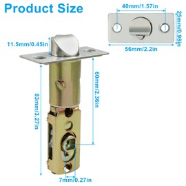 Cionyce Tubular Mortice Latch, Passage Door Latch, Adjustable Flat Latch Size 60/70mm, Replacement Entry Latch for Lever Door Handles, Internal Door Handles