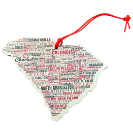 South Carolina Ornament Handmade Wooden Christmas Tree Decoration, 4 Inch