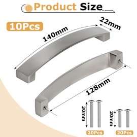 DBREAKS Pack of 10 Furniture Handles, 128 mm Hole Spacing Bar Handle, Drawer Handles with Screws, Kitchen Handles, Cabinet Handles, Bow Handles, Dresser Handle, Door Handles for Kitchen Cabinets