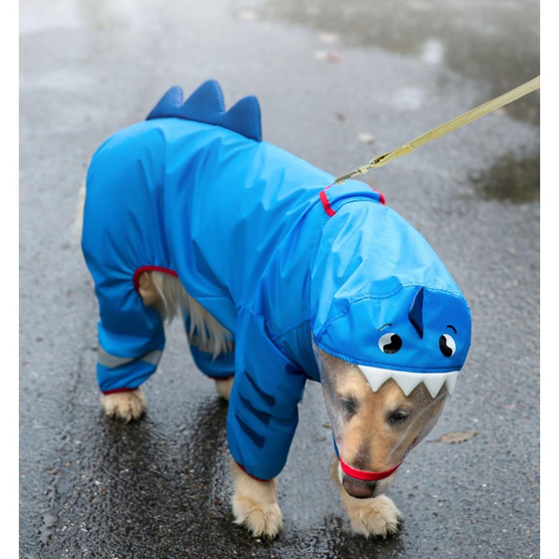 Dog Raincoat with Hood & Collar Hole & Safe Reflective