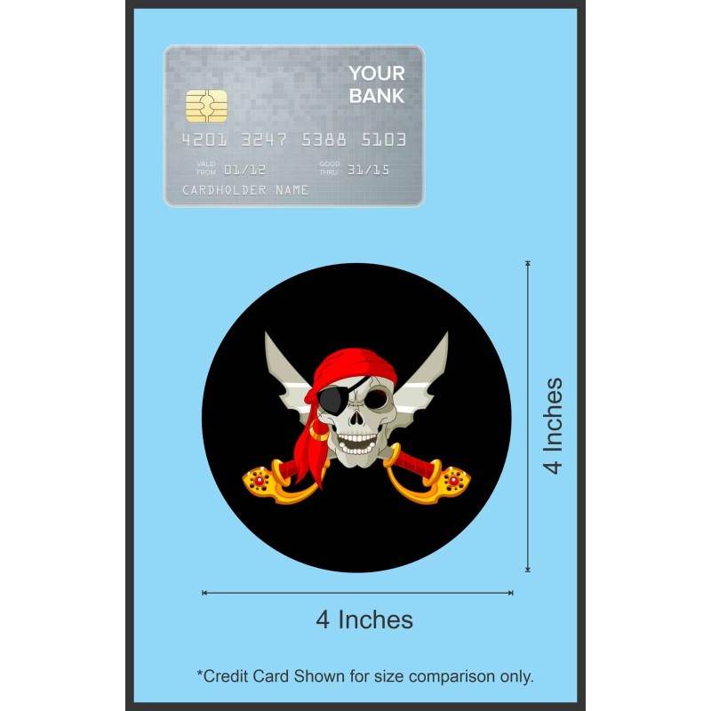 StickerTalk Colorful Jolly Roger Flag Circle Vinyl Sticker, 4 inches