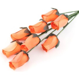 Orange Roses Bunch of 8 Closed Bud Wooden Roses for Crafts Custom Bouquets and Other DIY Projects. Choose Form Over 50 Colors