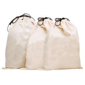 MISSLO Set of 3 Cotton Breathable Dust-proof Drawstring Storage Pouch Bag, (Pack 3 XL)