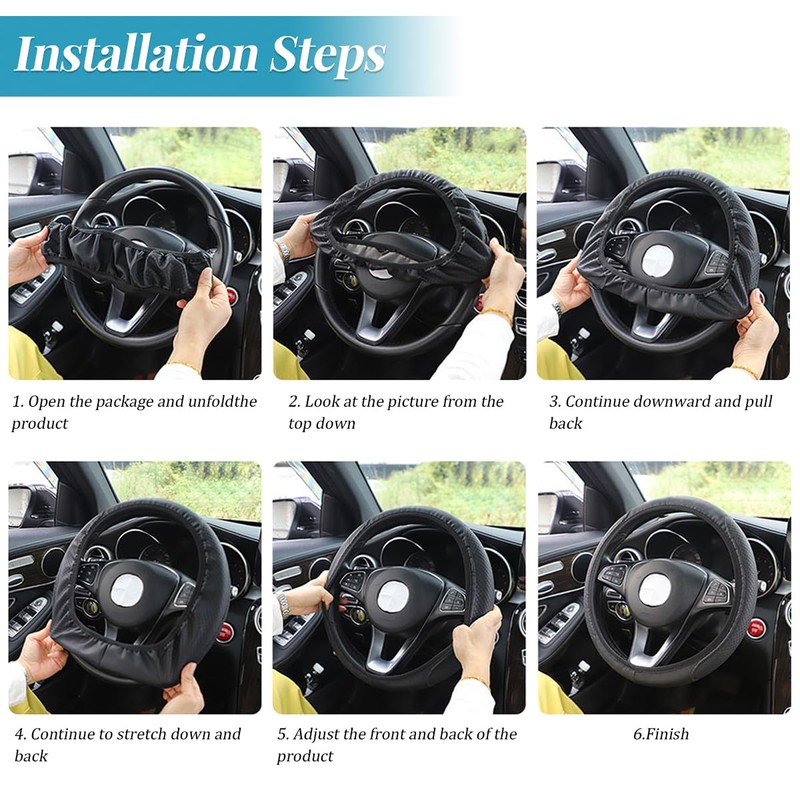 Bittwee Elastic Car Steering Wheel Cover, Anti-Slip Stretch Vehicle Protector