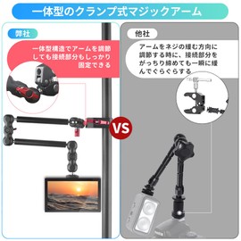 Super Clamp Magic Arm, 16.9 inch / 43 cm, Integrated Camera Mount, Camera Arm, Flexible Arm Stand, Articulating Type, 360 Degree Rotation, Stainless Steel, Includes Smartphone Clamp & Gopro Mount, 1/4