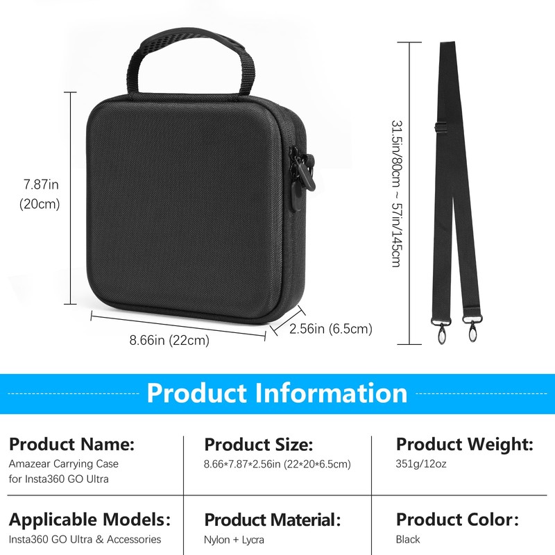 AMAZEAR Carry Case for Insta360 Go Ultra Accessories, Insta 360