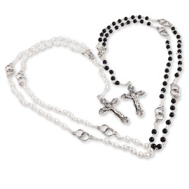 Needzo Wedding Rosary Set, His and Hers Bride and Groom Rosaries, Catholic Traditions, 21.5 Inches