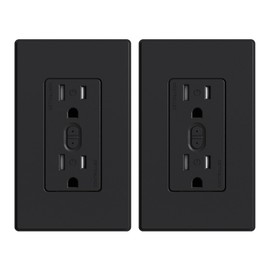 ELEGRP Smart Plug, Smart in-Wall Outlet Compatible with Alexa and Google Assistant, 2.4GHz Wi-Fi Smart Receptacle with Energy Monitoring, No Hub Required, UL Listed, Black, 2 Pack
