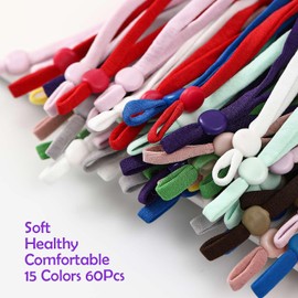 Hollosport Stretchy Whelping Collars for Large Kittens and Medium Puppies, 15 Colors 60Pcs Assorted Adjustable Identification Loops for Newborn Animal Litters, Multi Colored ID Bands (6 Inch)
